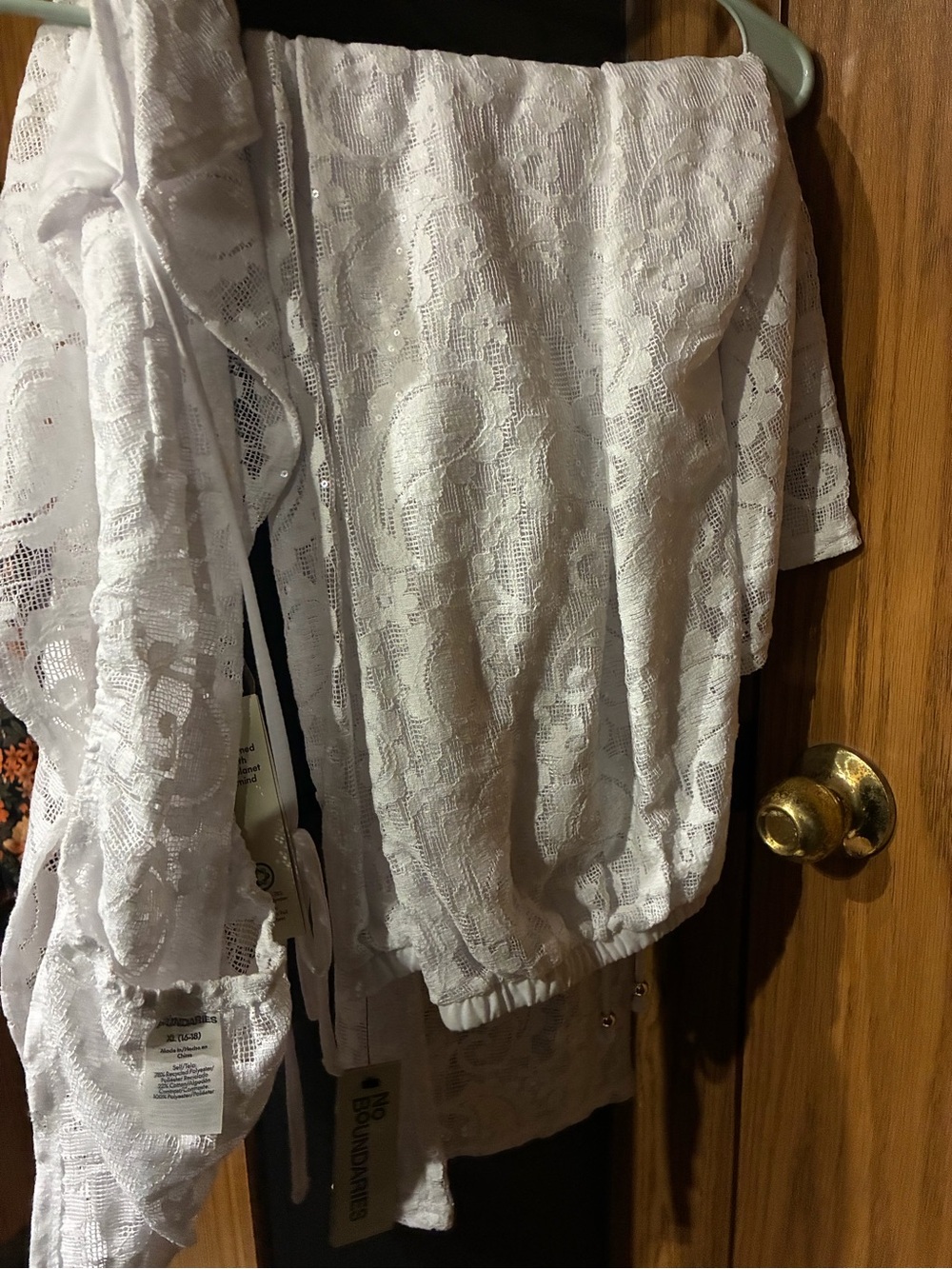 White Lace Tie-Front Camisole swimsuit coverups - Picture 4 of 7